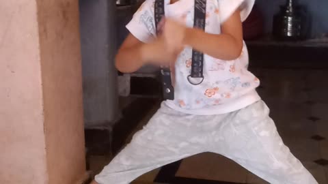 Doing a funny feet by amazing kid