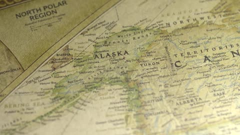 Vintage Map Pan Across to Alaska