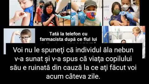 Dialog între o farmacistă și un tată al unui copil vătămat de vaccinare