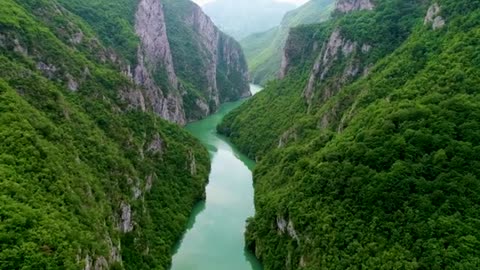 Flowing river between