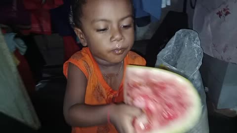 3 years boy eating 10 kg watermelon