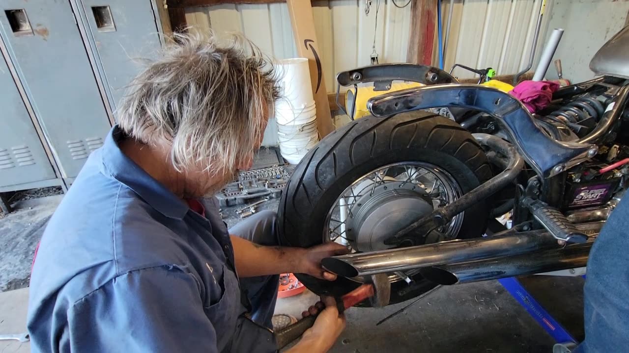 PUTTING ON A NEW MOTORCYCLE TIRE