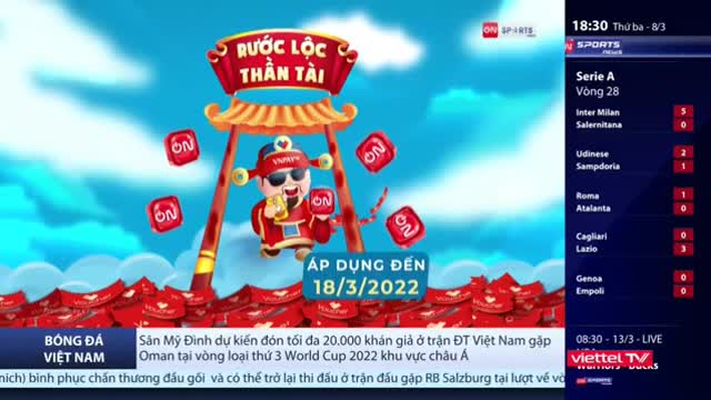 (VTVCab 18) Quảng cáo VTVCab On + Khoảnh khắc On Sports News đổi logo (18h30 08-3-2022)