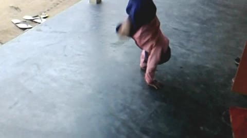 Cute little boy Excercise.