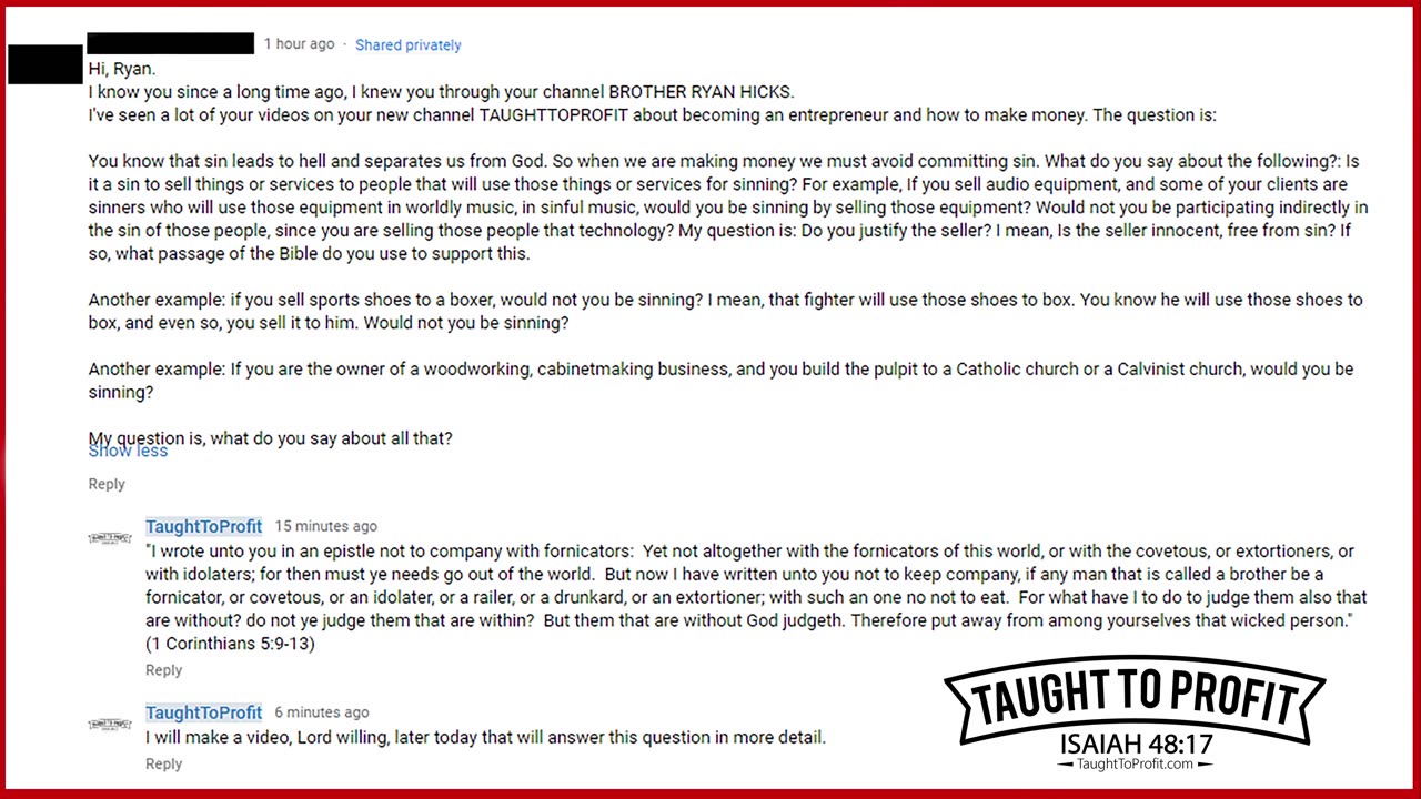 Q And A #6 - Do You Justify Sellers Selling Things That Could Be Used For Sinning？