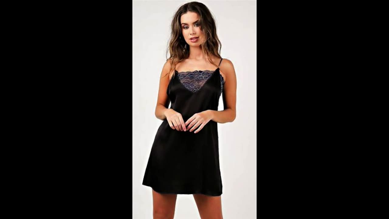 Black Satin Night Dress