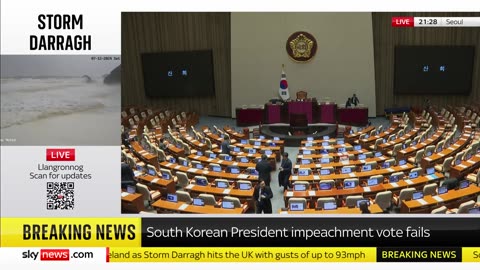 Sky News: The impeachment vote for South Korea's president Yoon Suk Yeol has failed.