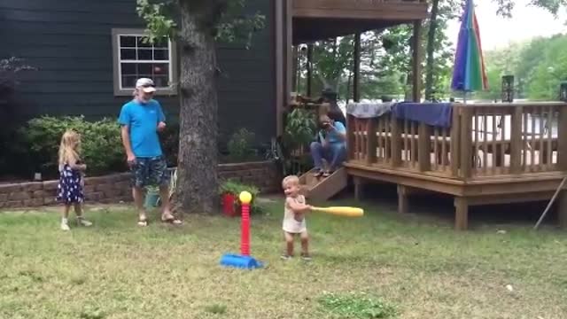 Father's and baby most funny playing video