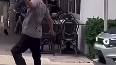 Scat pack almost hits skateboarder didn't end well