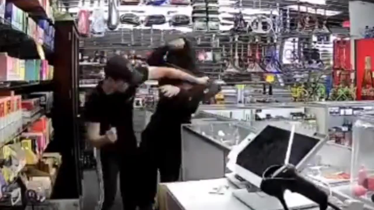 Classic: Las Vegas store owner plays a game of Pokemon with Robber