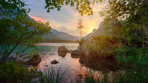 relaxing sound with the sound of water and birds and instrumental sound