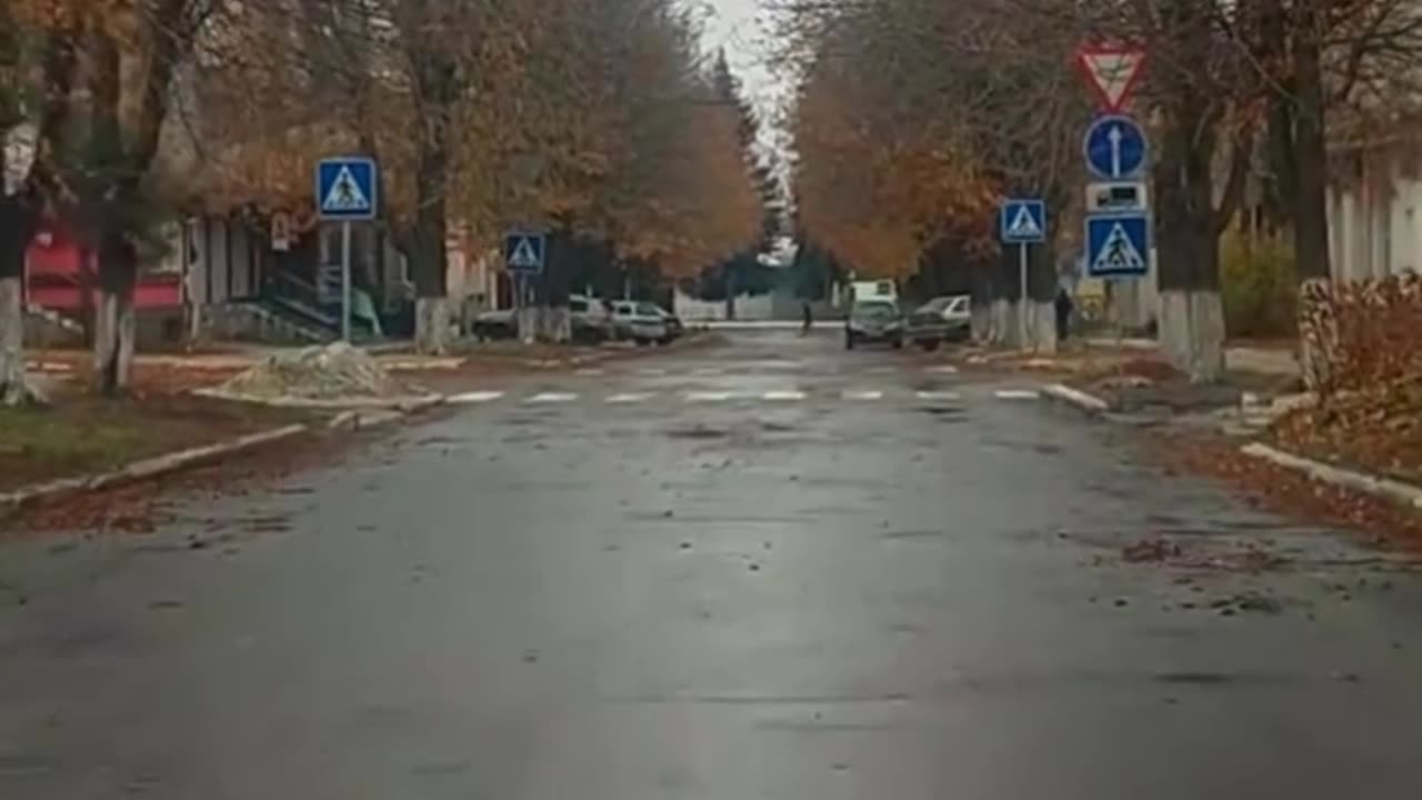 A Ukrainian volunteer drove through the streets of Pokrovsk