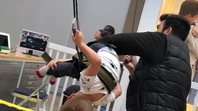 Thrill Seeking 2 Year Old Has A Blast With Bungee Cords