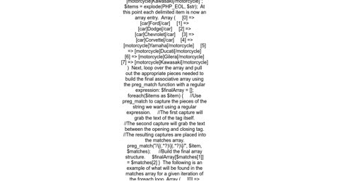 Parse a block of text containing square braced quottagsquot to produce a grouped 2d array