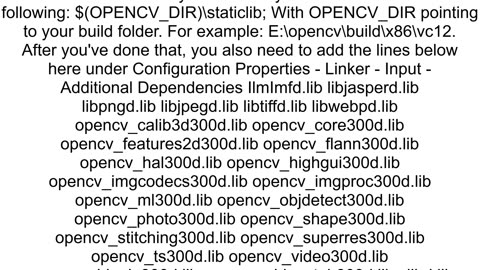 OpenCV error LINK fatal error LNK1104 cannot open file 39opencv_core300dlib39