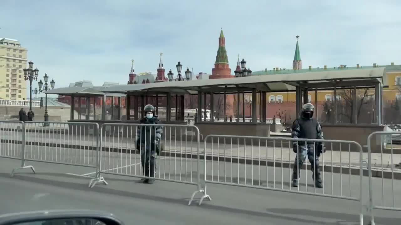 We are still in Moscow. Riot police, barricades and armoured trucks everywhere