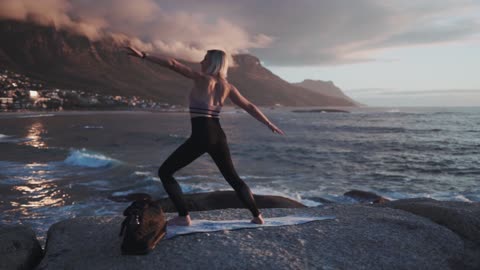 Video Of Doing Yoga On Seashore