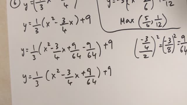 Grade 10 Math - Finding the vertex by completing the square (Lesson 6.1)