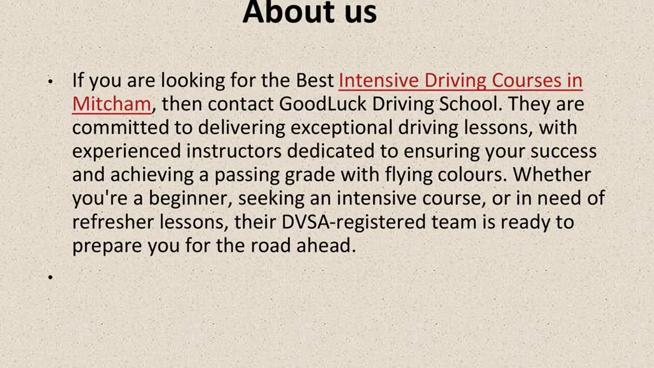 Get The Best Intensive Driving Courses in Mitcham.