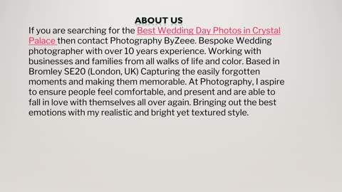 Wedding Day Photos in Crystal Palace
