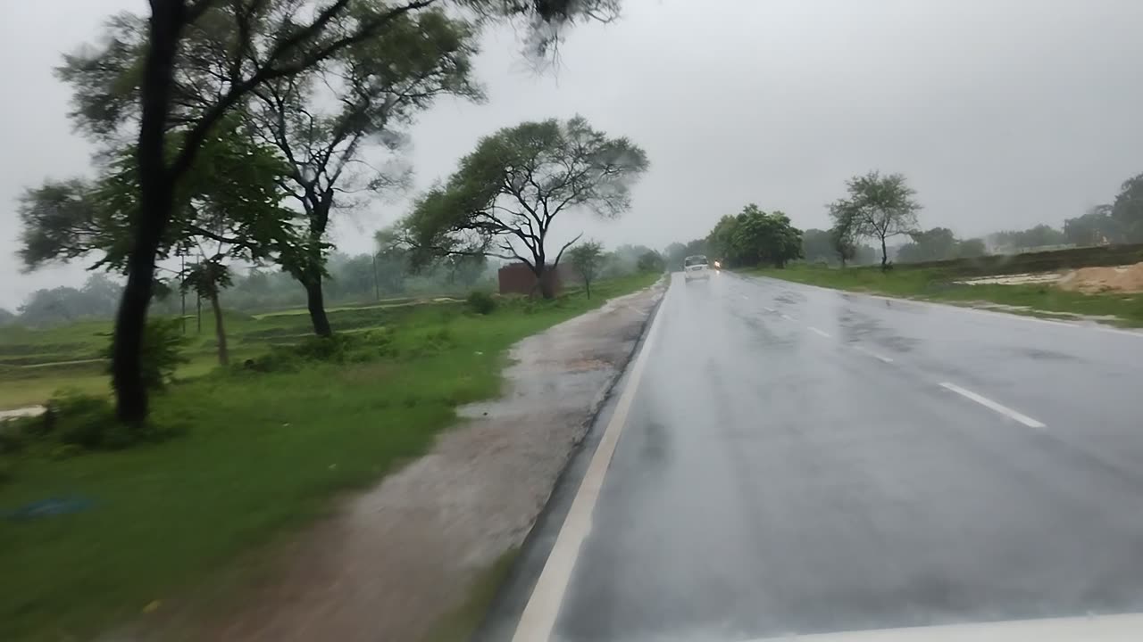 Indian monsoon road trip during rain
