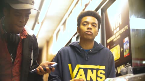 Group of amazing young rappers freestyle cypher outside a convenience story