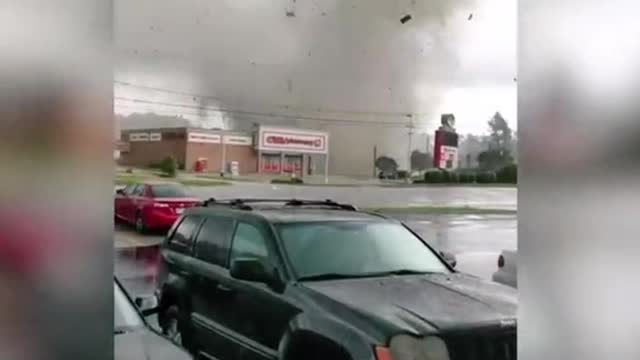 A large tornado barely misses a CVS pharmacy knocks out power 😱