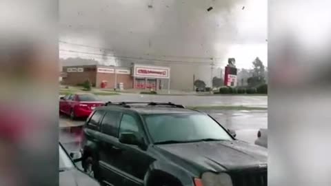 A large tornado barely misses a CVS pharmacy knocks out power 😱