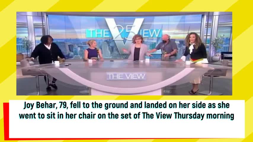 Joy Behar laughs after falling accidentlly during the Live opening credits of The View show