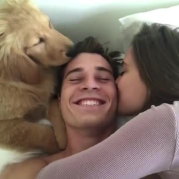 Overloaded kiss with Wife and Dog
