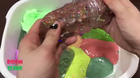 [Mixing slime]"Neon Rainbow" Makeup, clay and Random into slime, #Satisfying #ASMR #pipingbags