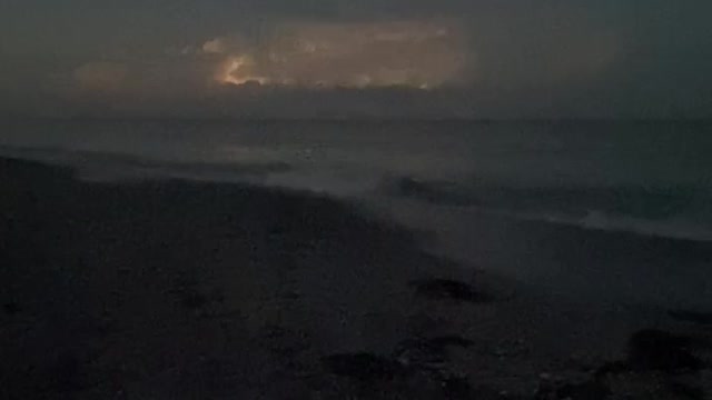 Beautiful thunderstorm at the beach