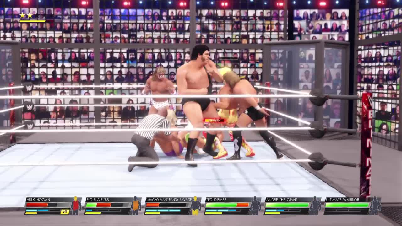 wwe2k22, elimination Chamber Hogan, Flair, Dibiasi