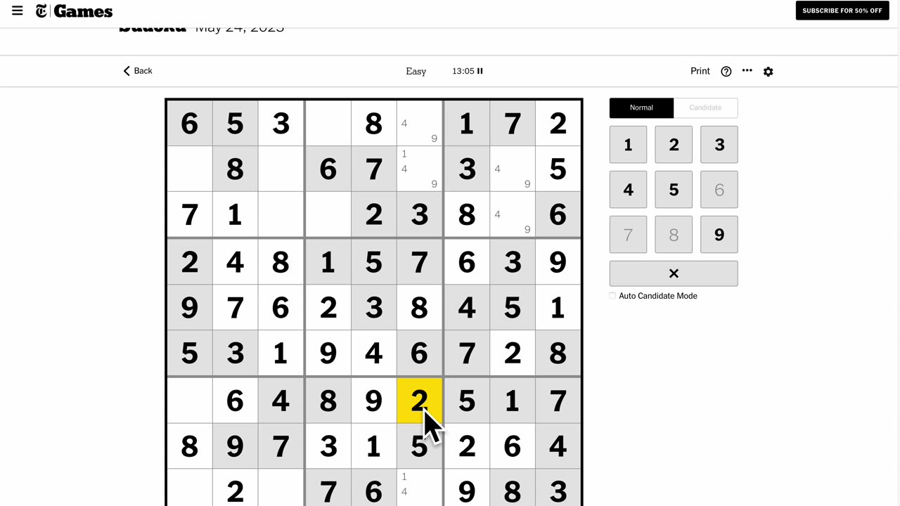 Sudoku 2023-05-24 easy