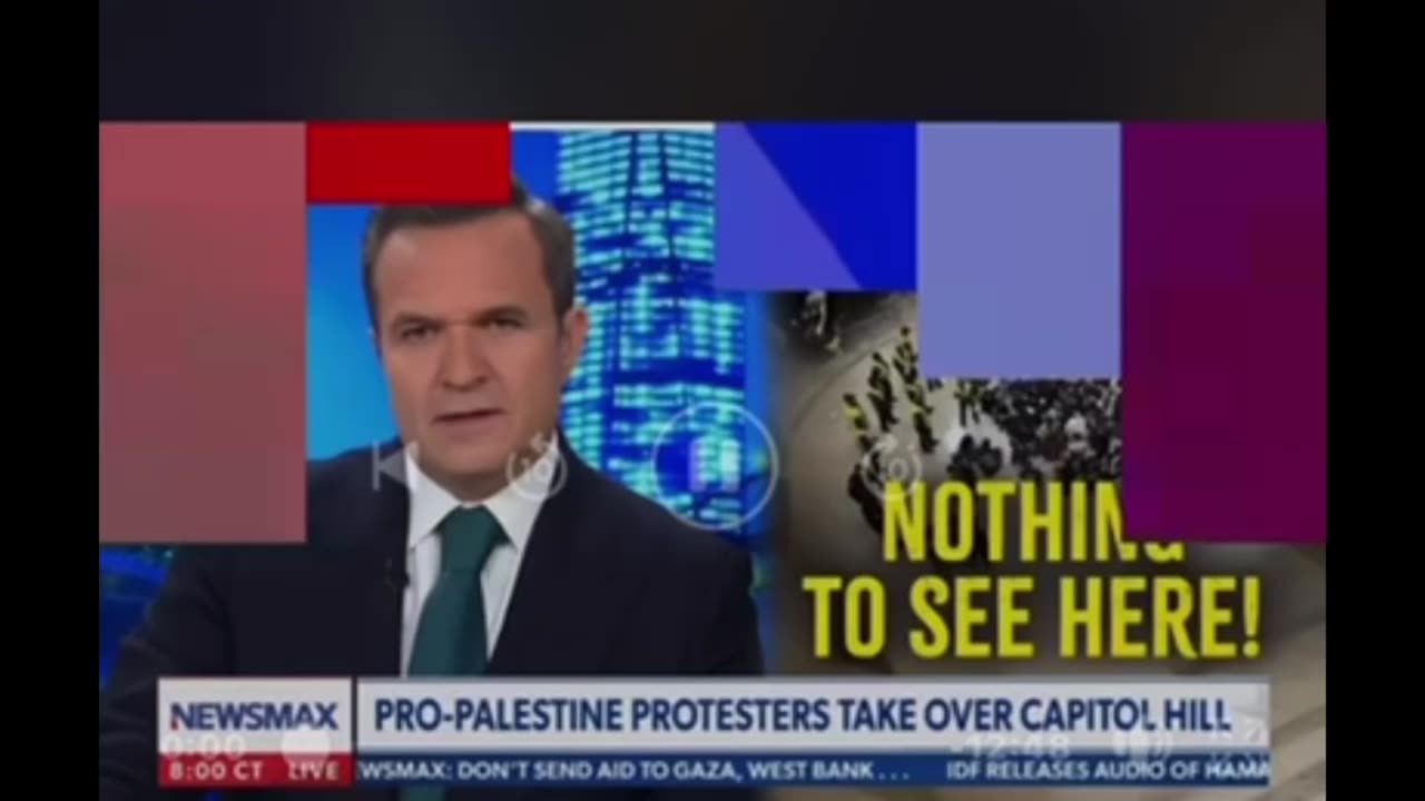 Captioned: Greg Kelly weighs in on the Pro-Palestine protestor take over Capitol Hill, compare Jan 6