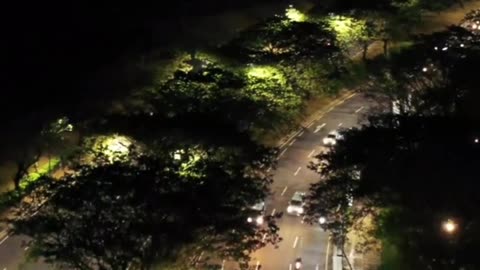 Aerial View of a Glowing Web of Roads