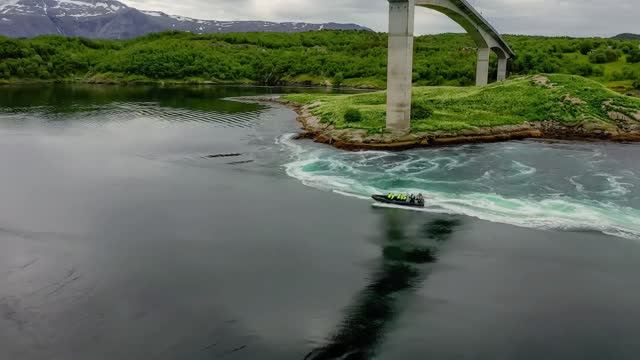 waves of water of the river and the sea meet each other during high tide and low tide