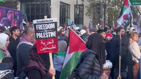 Protesters at London's march “Palestine will be free, from the river to the sea.”