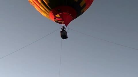 Hot air balloon and very beautiful sunset