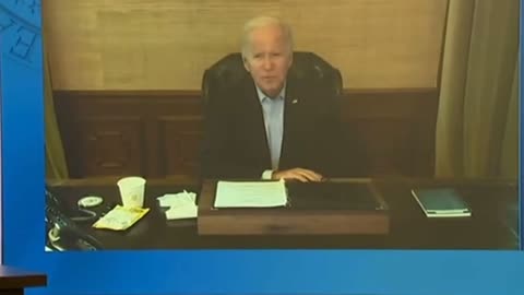 Covid Coughing Biden getting his cheat notes live from what looks like a fish bowl covered in algae