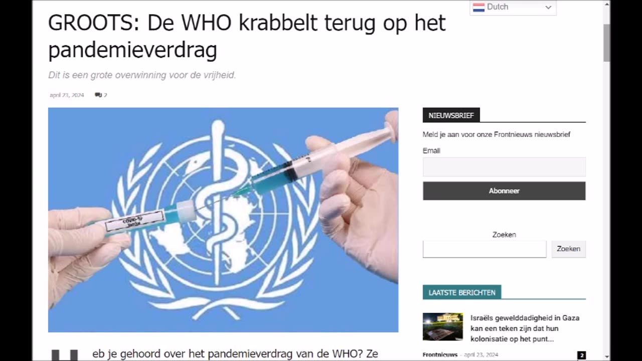 GOED NIEUWS; WHO Krabbelt terug op het pandemieverdrag