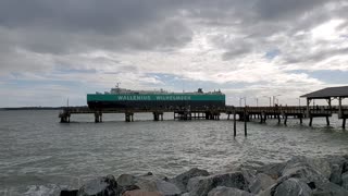 "Humongous Cargo Ship" off the St Simon's Island Pier