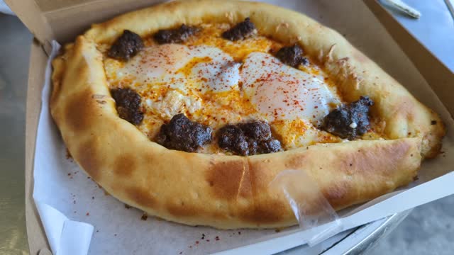 Khachapuri with Cheese & Sujuk from Zaatar Factory