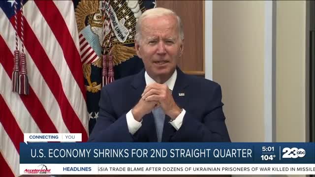 U.S. economy shrinks for 2nd straight quarter.