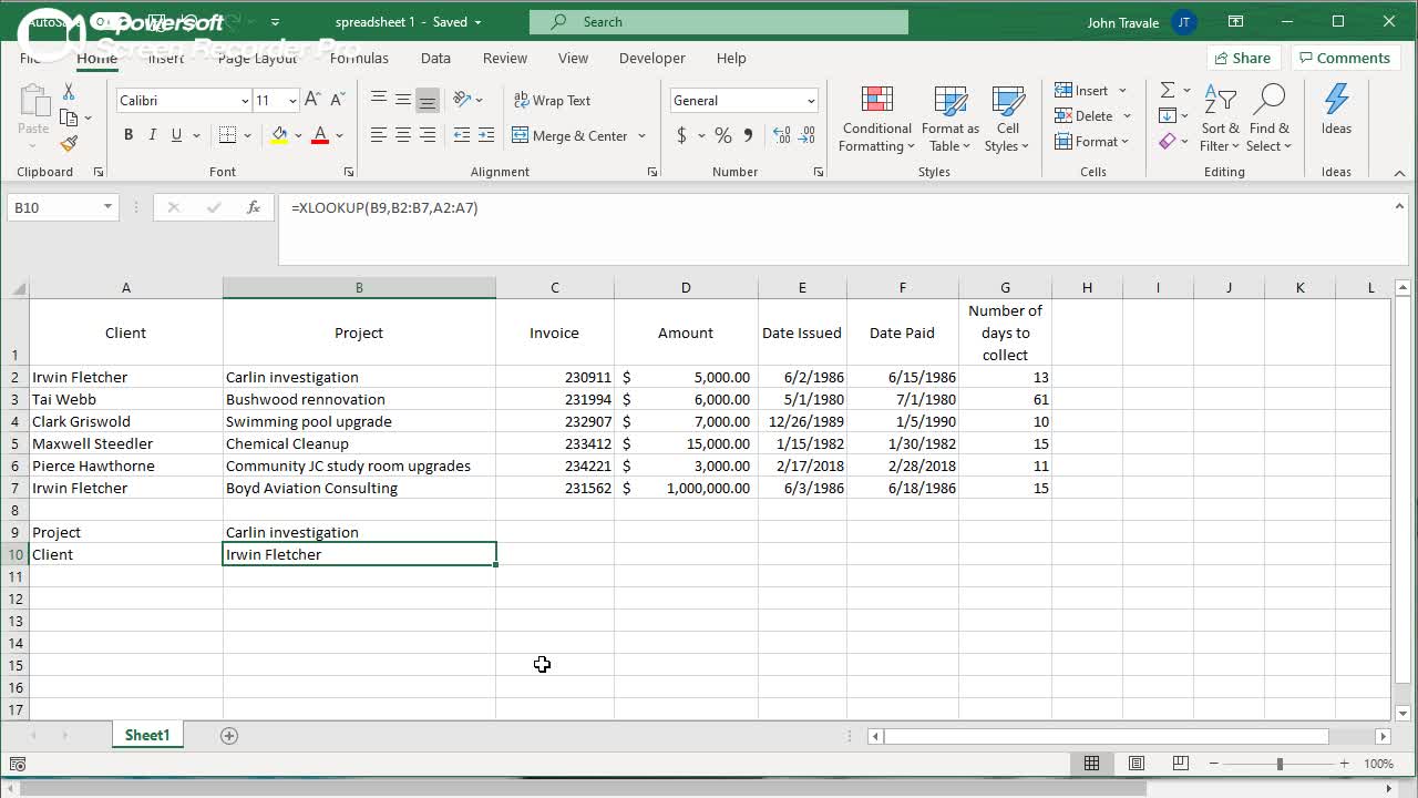 Excel xlookup function