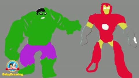 Hulk vs Iron Man Drawing ♫ Rhymes Songs MUSIC 2016