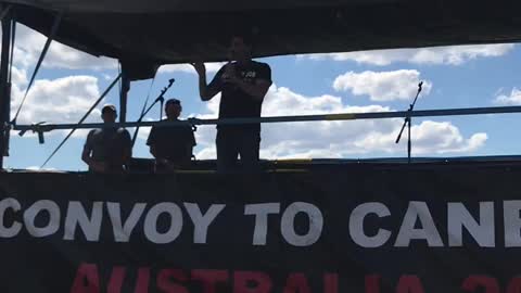 Riccardo Bosi at Canberra protest 16/04/22 talk 1