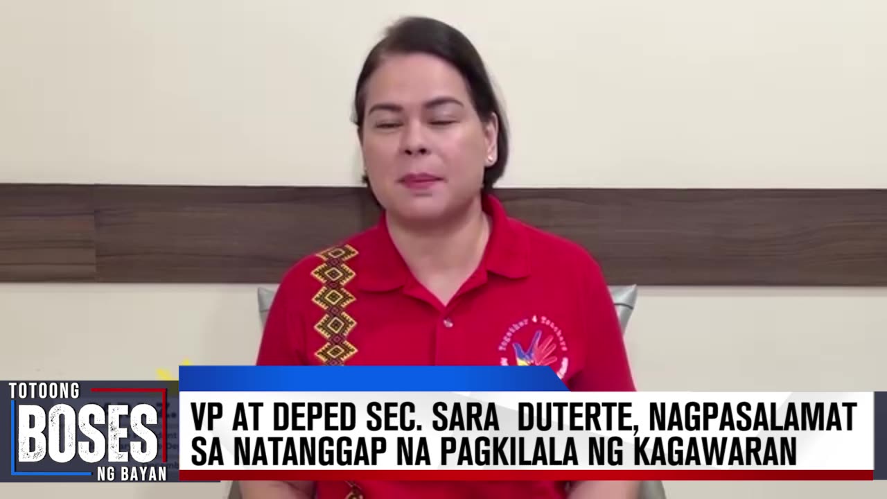 VP at DepEd Sec. Sara Duterte, nagpasalamat sa natanggap na pagkilala ng kagawaran