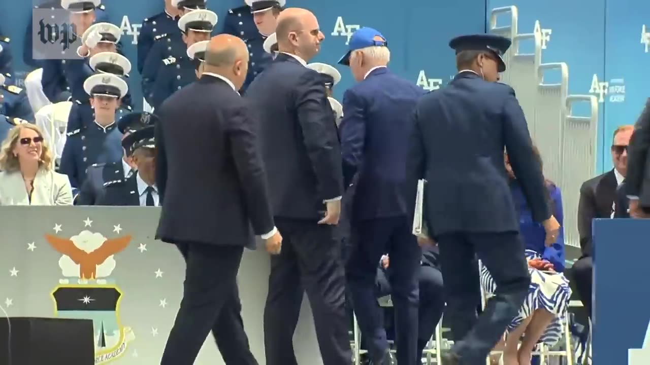 Biden falls at Air Force Academy graduation ceremony