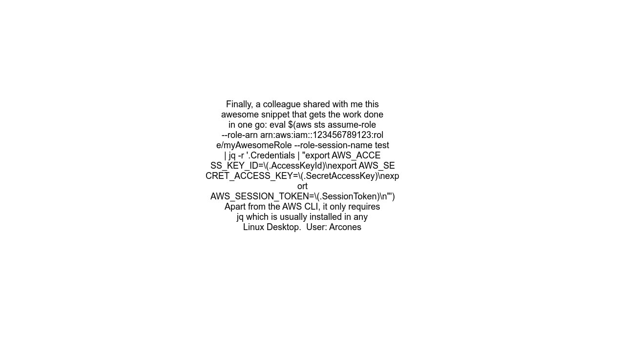 AWS sts assume role in one command